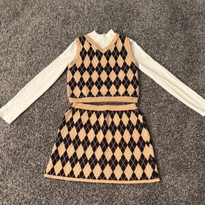 Cupcakes & Cashmere Knit Argyle 3 piece set w/ matching headband